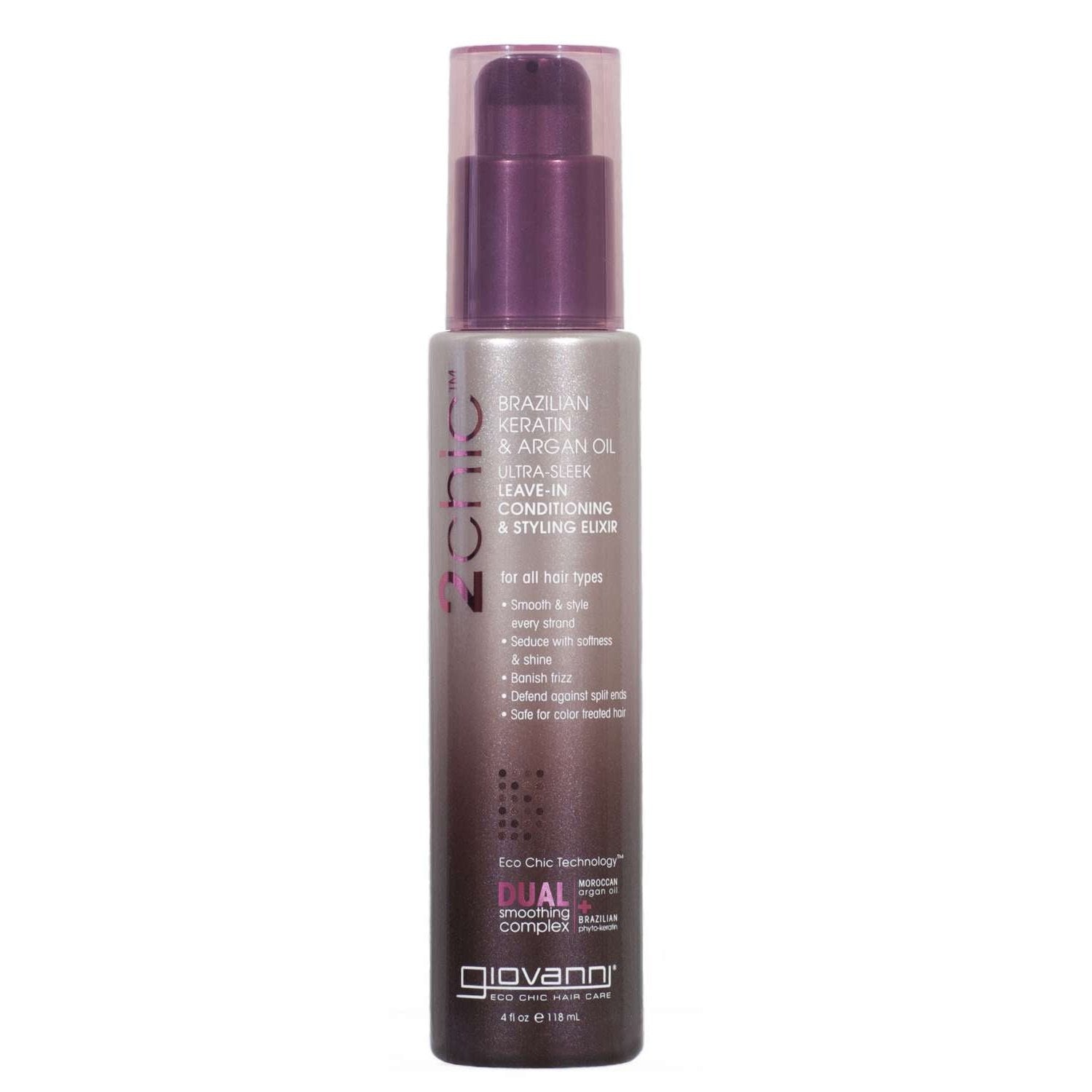 Giovanni 2Chic Brazilian Keratin Argan Oil Ultra-Sleek Leave-In Conditioning Styling Elixir Giovanni 2Chic Brazilian Keratin Argan Oil Ultra-Sleek Leave-In Conditioning Styling Elixir